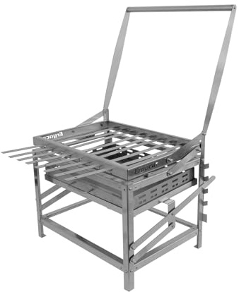 Ergocar Griglia a Carboneesterno In Acciaio Inossidabile Con Spiedini Portatile Girevole e Regolabile In Altezza 4 Ripiani Per Il Carbone Adatta Per Più Persone Ideale Per Picnic Campeggio e Grigliate