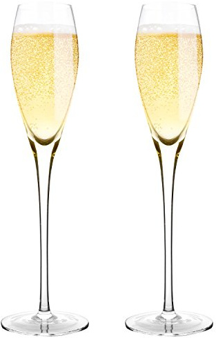Bella Vino Hand Blown Crystal Champagne Flutes - Bella Vino Standard Champagne Glasses Made from Premium Crystal Glass, Great Gift, 10.5, Clear, 7 Oz, Set of 2