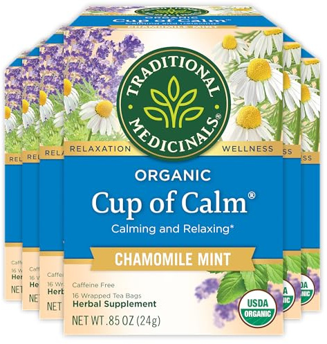 Traditional Medicinals Organic Cup of Calm Tea, 16 Tea Bags (Pack of 6)