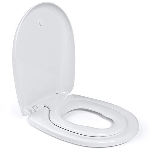 Siège de WC Aqua Bagno Junior Universal Premium Premium avec mécanisme de fermeture en polypropylène, couvercle de toilette en forme de O avec siège pour enfant, couvercle de WC familial