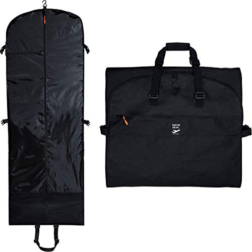 SAY HO UM Trifold 66 Inch Women Travel Garment Bag With 7 pockets | Extra Long Wedding Dress, Formal, Evening, Ball Gown | Hanging, Breathable, Foldable | Full Length Traveling Clothes Carry On