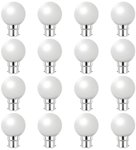 Färgade dekorativa glödlampor, B22 Bajonett LED mini golfbollglödlampor, energibesparande, för utomhus inomhus heminredning, halloween, jul, träd, fairy-party nattlampor, 16 pack (sval vit)