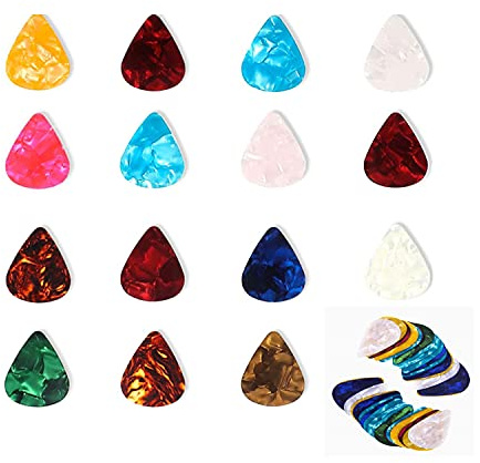 Médiators pour Guitare,Lot de 50 Médiators Guitare en Celluloïd coloré médiators pour guitares pour Guitare Acoustique Électrique Ukulélé Basse,épaisseurs: 0.46 mm.