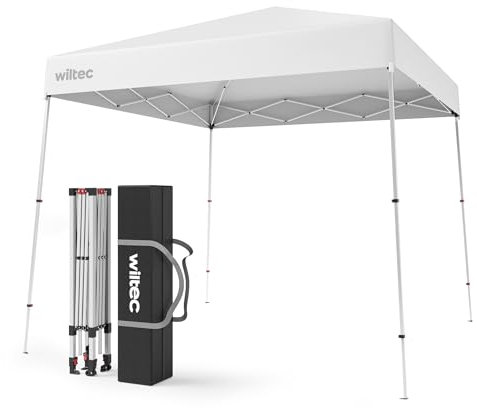 Wiltec Tonnelle de Jardin Pliante étanche – 2,5 x 2,5 x 2,7 m – Couleur Blanche – avec Fermeture Centrale et Cadre Robuste – Tente Pavillon Gazebo de Fête Festivités Camping Réception