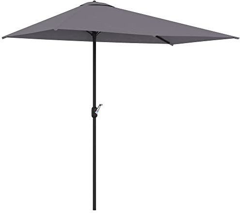Outsunny Sombrilla Rectangular 230x130x245 cm Parasol para Pared con Manivela Protección UV 30+ Impermeable Sombrilla para Balcón Terraza Jardín Gris