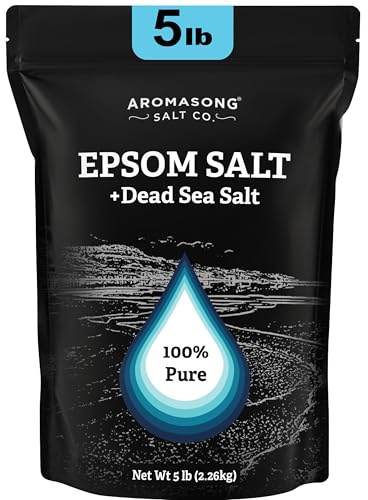 Aromasong Epsom Salt with Dead Sea Salt for Soaking - Bulk 5 Lb - 100% Pure Bath Salt, Foot & Muscle Soak