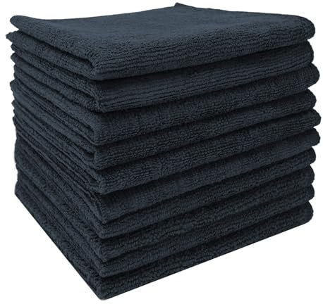 SBS Microfasertücher 10 Stück | 30 x 30 cm | anthrazit | waschbar | für Haushalt, Auto Motorrad etc. | Putztücher | Poliertücher | Haushaltstücher |Staubtuch
