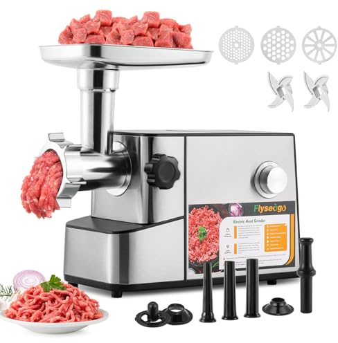 Flyseago Meat Grinder Electric 3200w High Capacity Commercial Heavy Duty Meat Grinder and Sausage Stuffers, Kubbe Kit for Household Use & Commercial