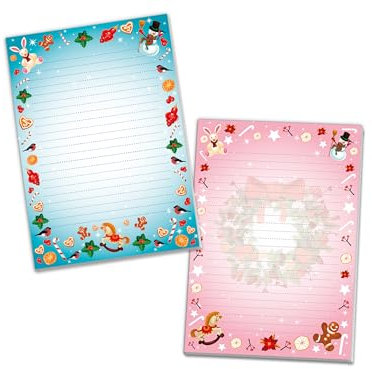 2 bunte Schreibblöcke liniert rosa und blau im Set Motivpapier Weihnachten Winter Wichtelgeschenk für Kinder Jungen Mädchen (2 Blöcke A5 mit je 25 Blättern)