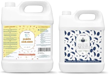 PLANTAWA Pack Jabón Potásico 5L + Aceite de Neem 2L | Solución Multiusos | Fácil Aplicación y Máxima Eficacia | Versátil | Uso en Interior y Exterior | Productos de origen natural