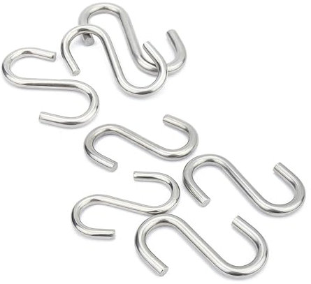 Cobenga 50 Pcs Heavy Duty S Hooks for Hanging, 304 Stainless Steel S Shaped Hooks, 2 in Long Metal Hangers Hanging Hooks for Kitchen, Work Shop, Bathroom, Garden, Max 176 Lbs