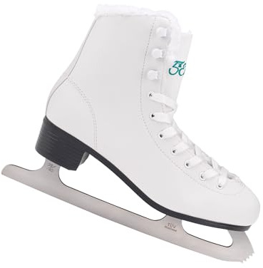 5th Element Grace Ice Skates for Women - Comfortable Figure Skates with Soft Fleece Lining - Stylish Women's Ice Skating Shoes (White/Fleece, 10.0)