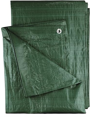 Waterproof forest green tarpaulin/builders tarp/camping ground sheet cover up, 3m x5m (9.75ft x 16ft) aluminium eyelets every 1m,strengthened hems,recyclable material