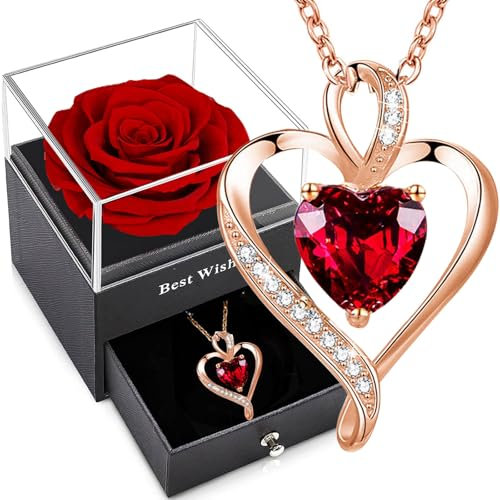 Rosa Eterna Roja,Rosas Naturales Hechas a Mano,Flores Preservada Románticos Caja Regalo para Ella Día de la Madre Día de San Valentín Navidad Esposa Mujeres Abuela Cumpleaños Regalo Aniversario