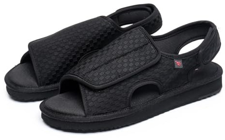 FebTzadik Open Toe Diabetic Sandals for Men & Women | Widened Feet Arthritis Shoes | Edema Shoes with Adjustable Straps | Comfortable & Stylish for Swollen Feet(black,10.5 UK)