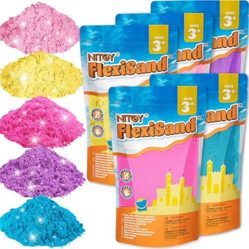 NiToy FlexiSand 5 kg självhäftande formbar sand, torkar aldrig ut, kul för barn från 3 år och uppåt, bulkpåfyllning för sensoriska sandlåda leksaker, idealiskt för att forma, klämma och rulla (11 lbs