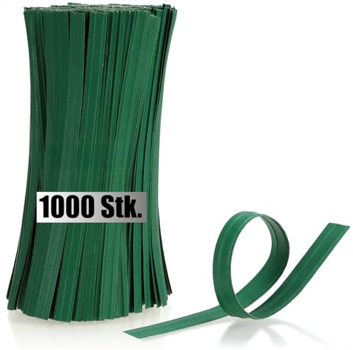 com-four® 1000x Tiras de encuadernación de Papel - Alambres de encuadernación Verdes con núcleo de Alambre Doble, 15 cm Cada uno - para sujeción de Plantas, floristería (15 cm - 1000x)