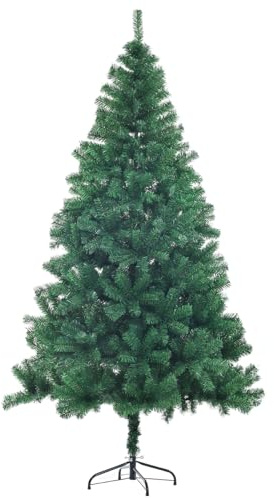 Haobase Konstgjord julgran, konstgjord julgran med metallstativ, grön 700 grenspetsar, 1-pack (180 cm/6 fot)