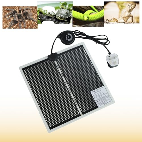 FIPASEN Reptile Heat Pad, Reptile Heating Mat with 7 Button Temperature Adjustment for Reptiles Tortoise Snakes Lizard Gecko Hermit Crab Turtle Amphibians - Terrarium Heat Mats (14W, 11x11 inches)