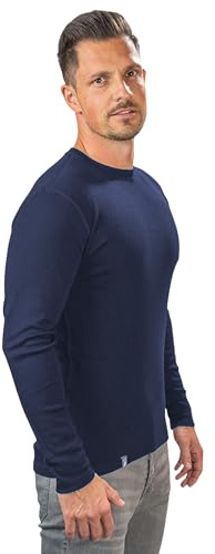 ALPIN LOACKER 100 Maniche Lunghe in Lana Merino da Uomo, 230 g/m2, Biancheria Intima a Maniche Lunghe, per attività all'aperto e Sport, Blu Navy, M