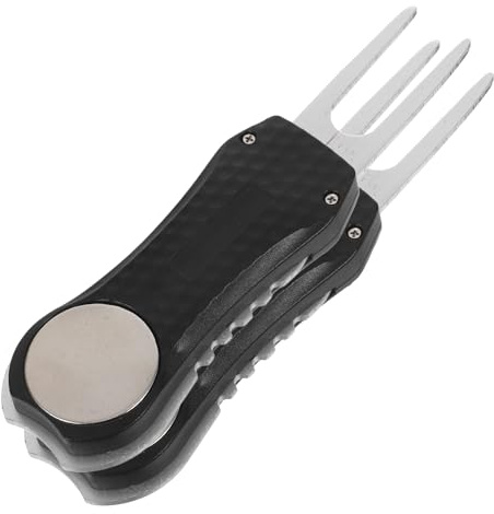 NOLITOY Herramienta Plegable de Reparación de Divots para Golf con Marcador de Bola Tenedor Ergonómico de Acero Inoxidable para Césped Accesorio Multifuncional para Putting
