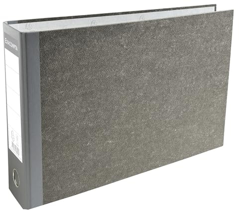 Exacompta Cod. 53310E 1 Raccoglitore a leva anelli a D Dorso 70mm in balacron grigio Carta marmorizzata grigio F.to esterno 24x37cm per A4 in orizzontale