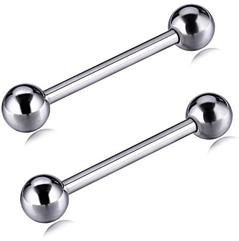 Hengkaixuan Barrette Piercing Mamelon Titane, Bijoux de Mamelon, 12G (2,0 mm), 14 mm, 5 mm, Unisex, Classique, Bille, Titanium, 14 millimeters, 2 pièces, 3883153031, 197063031, 579926031