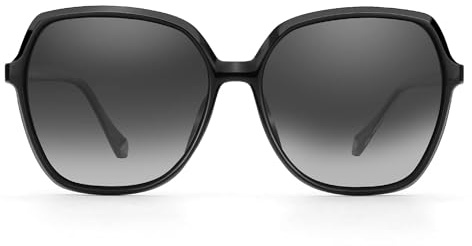 ZENOTTIC Occhiali da Sole Polarizzati Retro Donna Formato Oversize Quadrato Protezione UV400 Occhiali alla Moda per Viaggi Feste Nero
