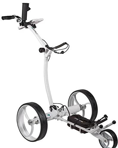 GolfTed GT-ASR Chariot de Golf électrique Pliable en Aluminium avec télécommande, 12 accesoires, Blanc