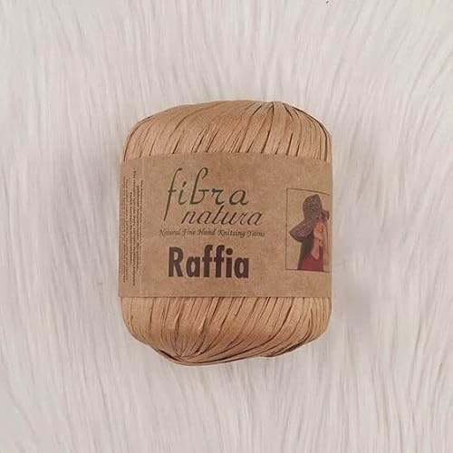 Fibra Natura Fils de Raphia Naturel 100% Cellulose - Cordon en Papier pour Macramé, 40g, 90m - Fil de Panier pour Décoration d'Intérieur Écologique