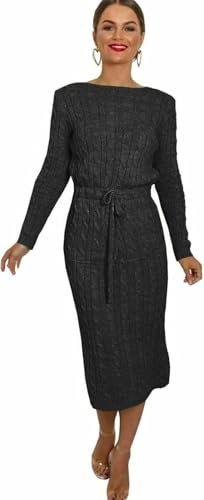 Pretty Attitude Ladies Knitted midi Dress for Winters Women's Woolen Dress (as8, Numeric, Numeric_12, Numeric_14, Regular, Regular, Black, M/L)