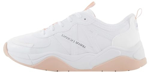Armani Exchange Sneaker da Donna Cher, Side Logo, Colour Contrasts, OPT White Rose, 40.5 EU