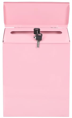 Baluue Mailbox with Lock, Wall Mount Mail Box for Outside Security Mail Safe Drop Box, Large Capacity Locking Mailbox for Home Office School, Pink