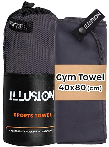 illusion Microfibre Gym Towel for Active Sport 40x80cm, Sweat Towel for Gym | Easy to Carry, Lightweight Quick Dry Towel, Gym Towel Men and Women, Ideal for Cycling, Strength Training, Yoga, Running