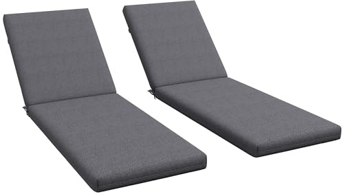 Outsunny Lot de 2 Matelas pour Chaise Longue transat Bain de Soleil avec Sangles d'attache pour Jardin dim. 190,5L x 58,4l x 7H cm Gris