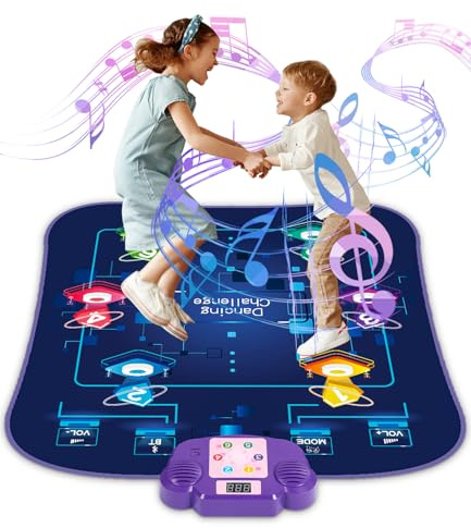 Tapis de Danse pour Enfants, 6 Flèches de Lumière LED Musique Pad de Danse Musical avec Bluetooth, 6 Modes de Jeu, Batterie, Jouet Cadeau d'anniversaire de Noël pour Garçons Filles de 3 à 12 Ans