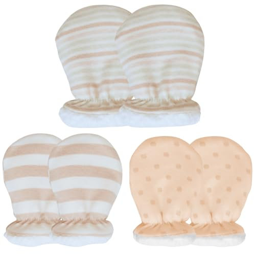 3 Paar Baby Fäustling Handschuhe, Weich Baumwoll Baby Fäustlinge Neugeborenes Warme Fäustlinge Handwärmer, Säugling Anti Scratch Winter Warm Gloves Gefüttert Handschuhe für 0-12 Monate