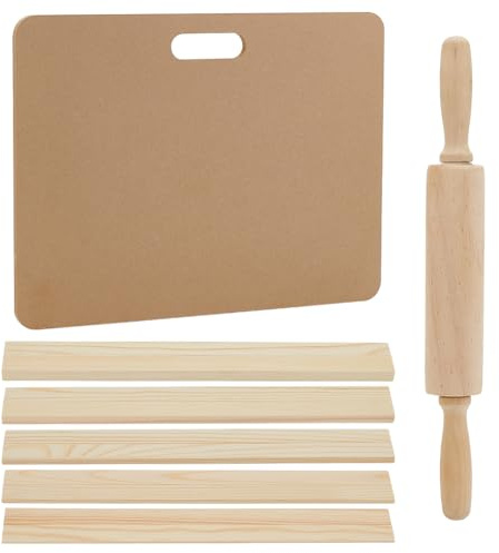 UNICRAFTALE 1set keramiska tillverkningsverktyg keramikverktyg modelleringsverktyg lerskulptur set modelleringsverktyg träbräda MDF bakrulle lera rulle guide