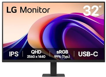 LG 32U631A-B 32-Inch Desktop PC Screen - IPS Panel QHD Resolution (2560 x 1440), 5ms 100Hz, HDR 10, sRGB 99% (CIE1931), Tiltable, HDMI 2.0, USB-C (15W)