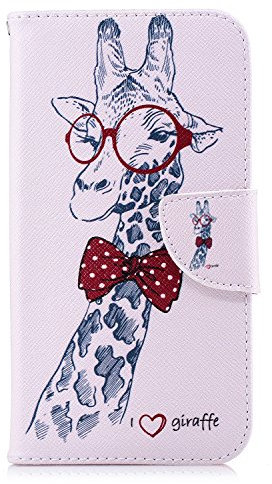 Ucikov Samsung Galaxy S24 Case, Soft Silicone PU Leather Shockproof TPU Protective Case Cover for Samsung Galaxy S24, Flip Phone Case Wallet with Giraffe Pattern