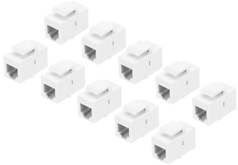 sourcing map Paquete de 10 acopladores Ethernet Cat 3, conectores RJ11 Cat3 hembra a adaptador Ethernet hembra, color blanco
