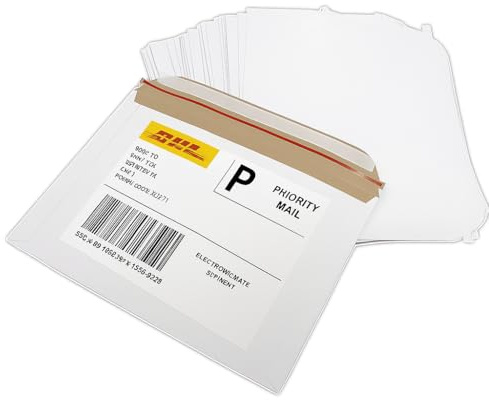 molti Lot de 100 enveloppes en carton A4 240 x 335 mm - Blanc - Enveloppes d'expédition solides en carton avec fermeture autocollante pour une expédition sûre de livres, documents, catalogues (240 x