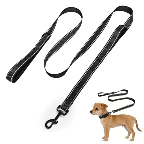 Laisse Anti Traction Chien,Laisse Chien Enrouleur à Deux étages,Corde pour Chian Réflexif,Longe pour Chiens élargir pour Promenades et Dressage Quotidien,1.8 m Noir