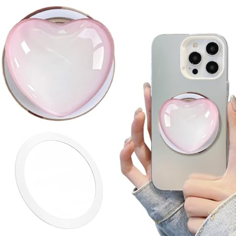 GWEOR Base et Poignée Extensibles, Support et Portable Poignée Extensibles avec Dessus, Magnétique Compatible, pour Smartphone Téléphone, et Tablettes, Rose