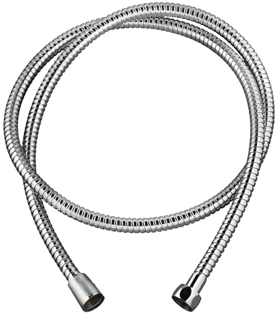 Wirquin 60724899 Flexible de douche Métal Power inox chromé 2m, simple agrafage, compatible toutes douchettes
