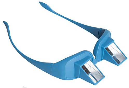 Occhiali a prisma per terapia posturale senza dolore (blu), sicuri e leggeri, sdraiati, leggere e guardare la TV, occhiali orizzontali per alleviare l'affaticamento del collo e il dolore, utilizzati