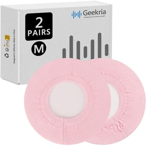 Geekria 2 Pairs Knit Headphones Ear Covers (Product Safety Certified), Washable & Stretchable Protectors for Over-Ear Headsets, Sweat-Resistant (Size M/Pink)