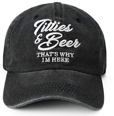PopCrew Titties & Beer - Lustiger Bierhut - Love Funny Joke Gag - Unisex Baseball Cap Hut, anthrazit, Einheitsgröße