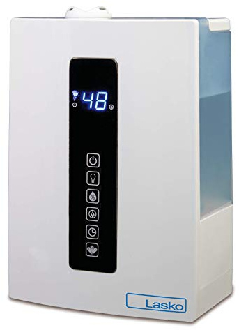 Lasko UH300 Warm and Cool Mist Humidifier with Humidistat and Timer, Quiet, Soothing Ultrasonic Dual Mist Humidifiers for Baby Nursery, Bedroom, Kids, Large Room and Home, 4.9L Tank, No Filter