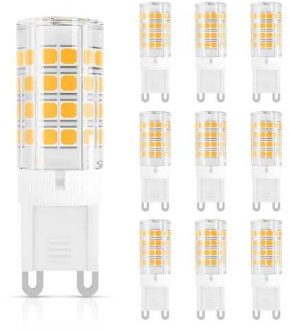 DiCUNO G9 LED Lampadine del 3W (Equivalente a 40W Lampada Alogena), 380LM, Bianco caldo 2700K, AC100-240V, Non-dimmerabile, Risparmio energetico, Base in ceramica, G9 standard, Confezione da 10